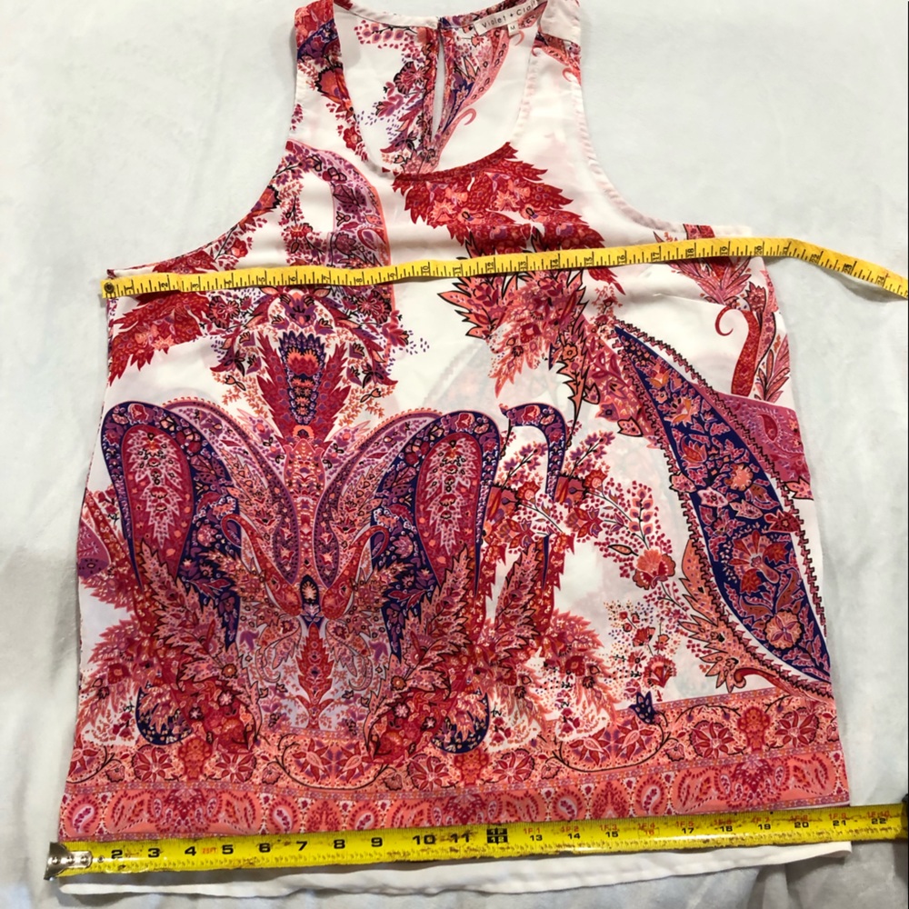 Lovely, paisley sleeveless summer tank White, Coral & Pink